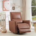 thumbnail image 4 of Swivel Rocker Recliner Chair, Upholstered PU Leather Rocking Recliner Chairs, Glider Chairs Recliner Lazyboy Single Sofa with Lumbar Support for Nursery, Living Room, RV, 4 of 8