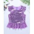 thumbnail image 4 of vastwit Kids Girls Sequins Ruffle Sleeve Camisole Peplum Crop Tank Jazz Dance Tops Mermaid Fancy Dress Up Lavender 14, 4 of 7