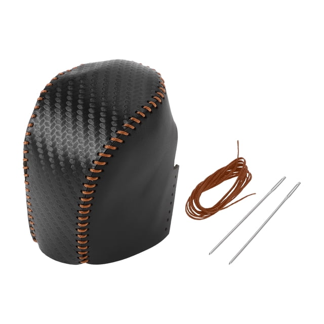 Cubierta de pomo de cambio de marcha Unique Bargains, protector de manija de cambio para Honda HR-V 2023-2024, fibra de carbono negra, cuero sintético marrón, 1 Pc antideslizante para automóvil