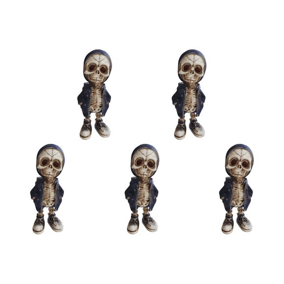 Peggybuy Halloween Sweatshirt Skull Dolls Resin Crafts Gothic Skeleton Man Sculpture (B)