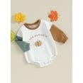 thumbnail image 4 of Newborn Halloween Outfit Girl Boy Letter Pumpkin Romper Bubble Sweatshirt Bodysuit Fall Halloween Baby Clothes 0-18M, 4 of 8