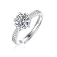 thumbnail image 3 of Bague Ringen S925 Silver Set 1ct Moissanite Sweet And Greasy Women's New Open Adjustable Simple Ring, 3 of 4