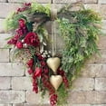 thumbnail image 6 of Summercome Rustic Valentine Heart Wreath, Gold Heart Bells, Red Roses & Berries, Valentine’s Day Farmhouse Country Front Door Decoration with Gold Foliage, Fabric Flowers & Vintage Heart Bell (2 Pcs), 6 of 6