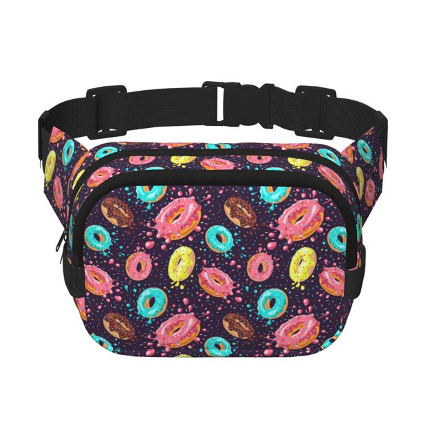Fotbe Donuts1 Cangurera Cuadrada con Estampado de Doble Capa, Bolsa de Cintura Ajustable Mini para Hombres y Mujeres