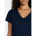 thumbnail image 4 of Time and Tru Women’s V-neck Slub Tee with Short Sleeves, Sizes 1X-4X, 4 of 5