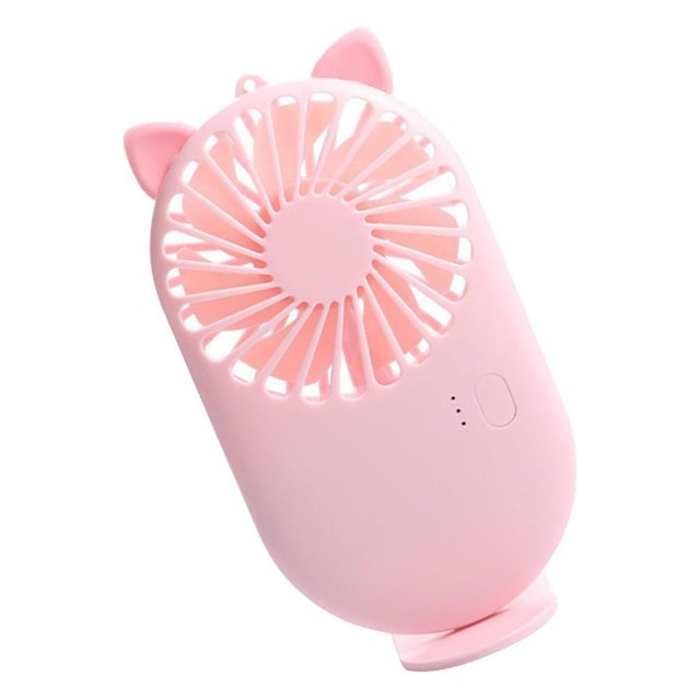 Guardoinrt Mini Ventilateur Portable Poche de Table USB Personnelle Ventilateurs Rechargeables Chaton Rose 1Set