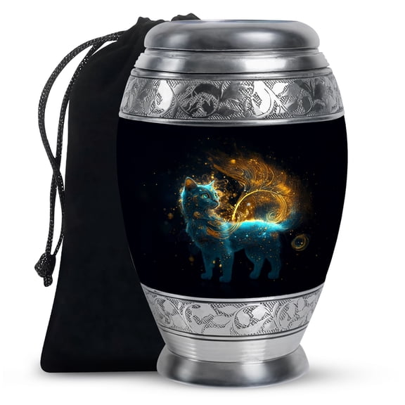 KARYLIZ Cat Urn For Ashes Adult Male - Cremation Urn Human Ashes - Black Burial Urns For Cremated Remains - Funeral Urns For Adult Ashes Men Cremation Urns For Human Ashes Adult Female (10inch)