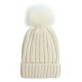 thumbnail image 6 of Yigetop Winter Beanie Womens Winter Knitted Beanie Hat with Faux Pom Warm Knit Cap Beanie Hats for Women Girls Winter Hat Beige One Size, 6 of 6