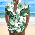 thumbnail image 3 of Camisas s Para Hombre Manga Corta Camisa de vacaciones en la playa Camisa de cuello con botones en los puños para hombre (Green, M), 3 of 4