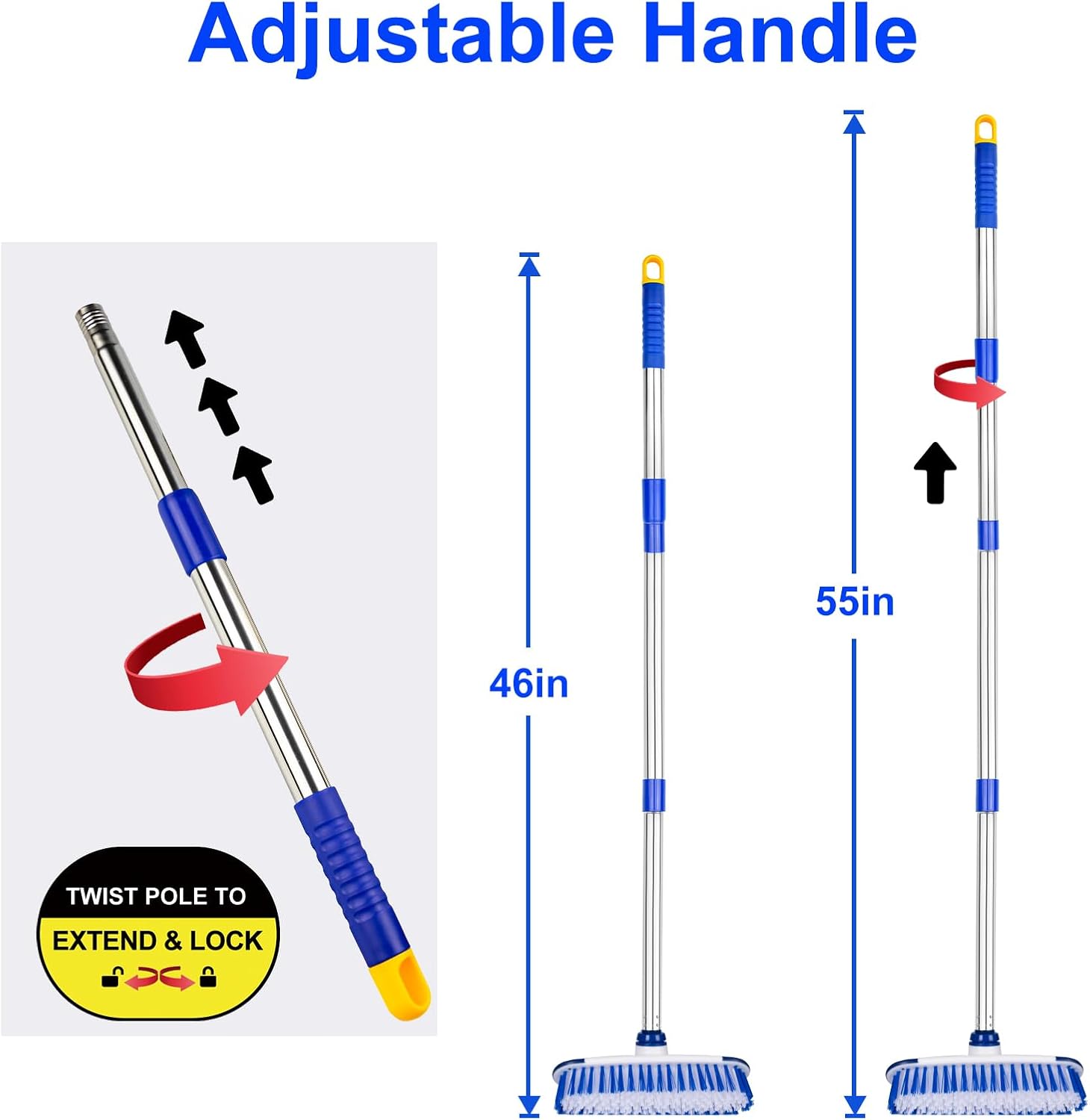 ITTAHO Floor Scrub Brush with Telescoping Stainless Steel Handle photo 4