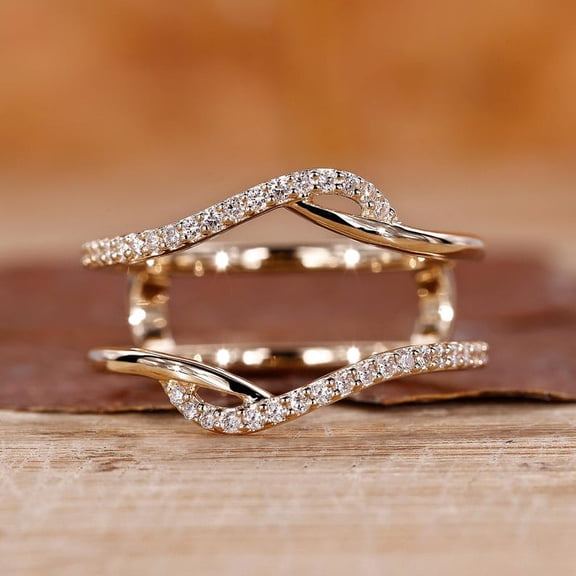 2Ct Round Cut Lab Created Diamond Women Enhancer Wrap Guard Ring 14K Yellow Gold Plated