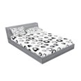 thumbnail image 2 of Ambesonne Geometric Fitted Sheet & Pillow Sham Set, Minimalist Rounds, Queen, Black White, 2 of 2