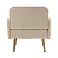 thumbnail image 4 of Accent Chair, Velvet Accent Chair with Arms and High Back, Modern Button Tufted Upholstered Armchair with Metal Legs Vintage Single Sofa Chair Chaise Lounge Chair Accent Chair for Living Room, Beige, 4 of 7
