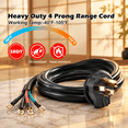 50 Amp 8FT 4-Prong Range Power Cord with Eyelet Connector for Stove and ...