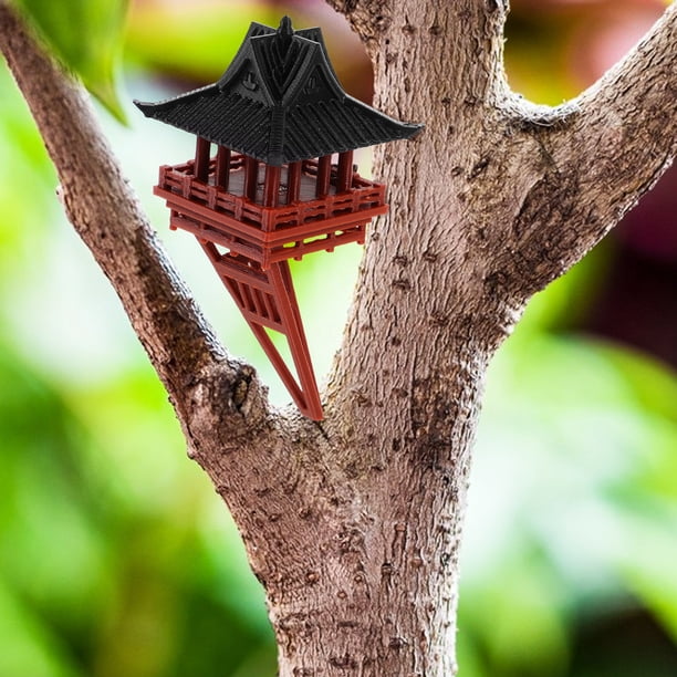 Mini Pagoda Giapponese In Plastica Marrone, Statuetta Da Giardino E Acquario, Decorazione Bonsai, 3.7cm - 3