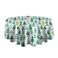 thumbnail image 5 of Green Christmas Tree Pattern Round Tablecloth 60"x60",Wrinkle Wipeable Table Cloth for Kitchen Dining Room Picnic Patio Party, 5 of 6