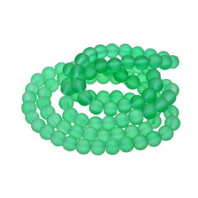 Cuentas Sueltas Redondas de Vidrio Mate Esmerilado Verde 5 Piezas Strade Fareast Limited