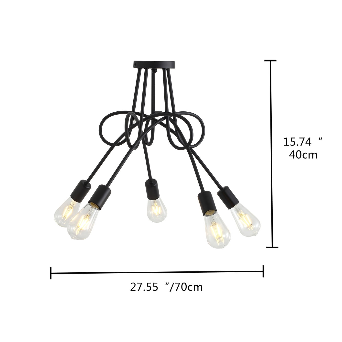 Aiwen 5 Lights Sputnik Semi Flush Mount Ceiling Lamp Hanging Chandelier Lights