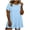 Light Blue, variant on Women's Plus Cotton Linen T Shirt Dress Ruffle Hem Short Sleeve Crew Neck Loose Solid Mini Shift Dress Casual Party Beach Vacation Wear 5XL
