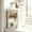 cream white, variant on 2-Tier Slim Bathroom Storage Cabinet, Foldable Narrow Bathroom Cabinet Organizer for Small Spaces, Adjustable Fridge & Vanity Gap Storage, Easy Move,Grey