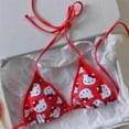 Kawaii Sanrio Hello Kitty Anime Cute Girl Pink Bikini Small Chest Gathered Seaside Vacation
