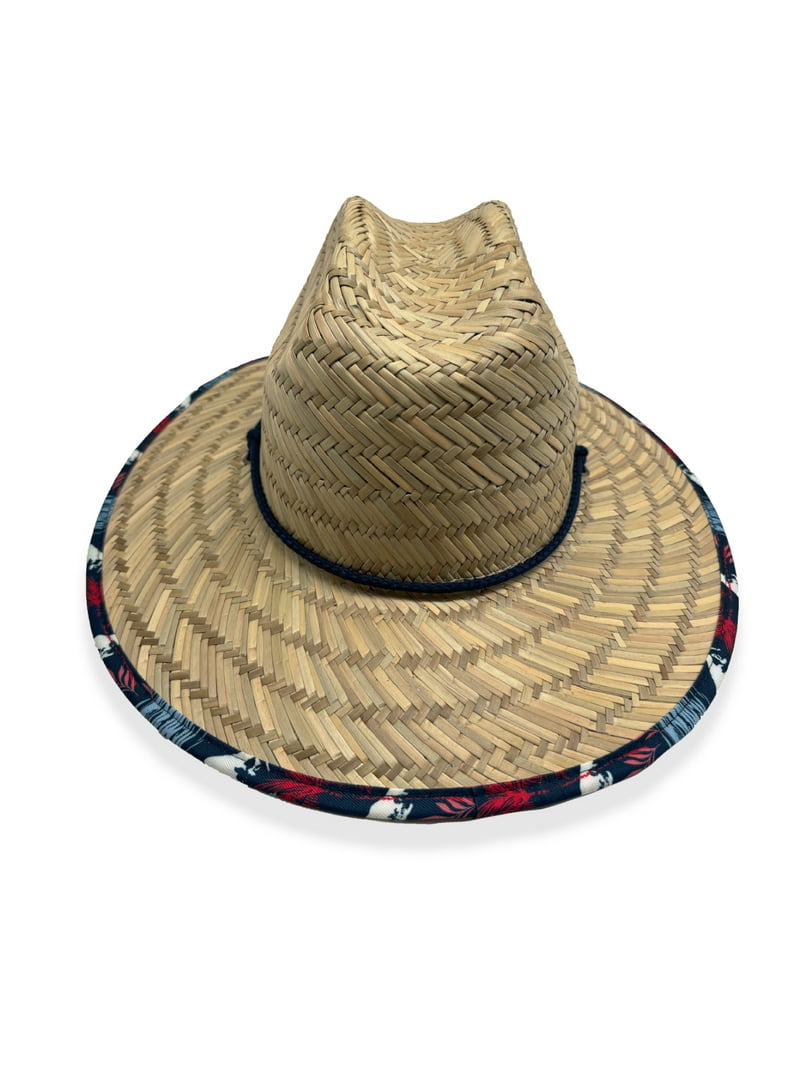 Ozark Trail Men's Straw Hat, Blue, 4-inch brim, UPF 50+ sun
