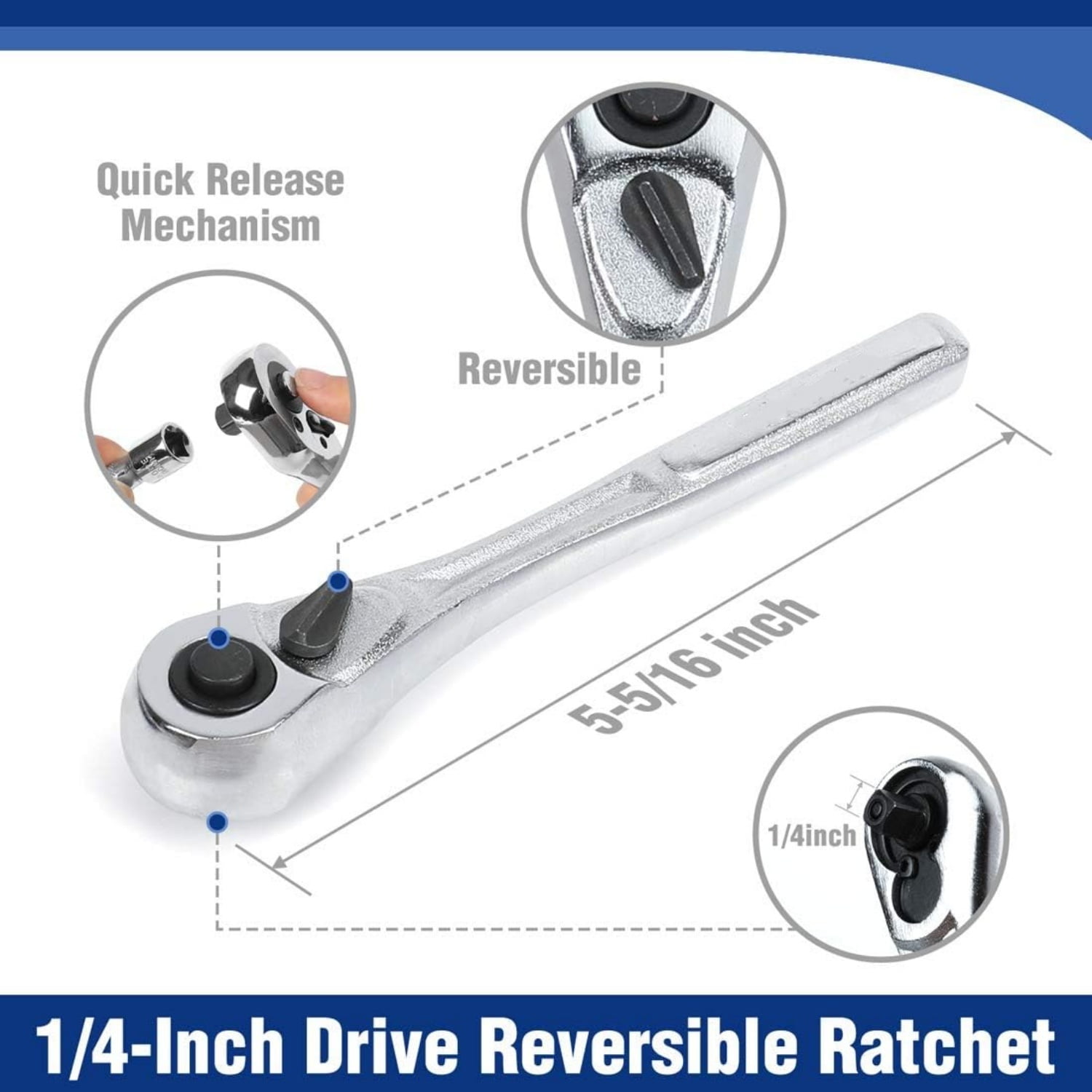 70-Piece 1/4" Drive Socket Set with Quick-Release Ratchet, Metric and SAE for Auto Repairing & Household