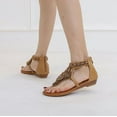 thumbnail image 2 of Women's Rhinestone Sandals Zipper Strappy Ankle High Flat Sandals Shoes, 2 of 4