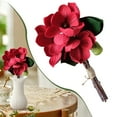 thumbnail image 2 of Red Artificial Magnolia Flowers, Faux Magnolia Bouquet for Wedding Centerpiece, Silk Magnolia Plant for Vase Arrangement, Luxury Home Table Decor, Gift for Her, 2 of 9