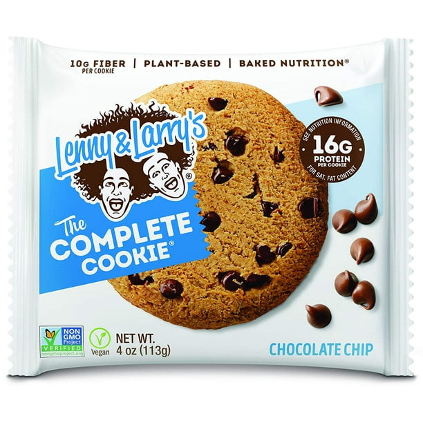 Lenny &amp; Larry&#39;s The Complete Cookie, Chocolate Chip, Soft Baked, 16g Plant  Protein, Vegan, Non-GMO, 4 Ounce Cookie (Pack of 12) - Walmart.com