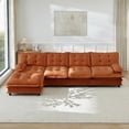 thumbnail image 3 of AISWORD 138" L-Shaped Modular Sectional Cloud Sofa with Ottoman, Chenille Fabric Deep Seat Couch with Lattice Decored Cushions, 3 of 5