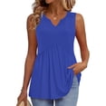thumbnail image 7 of Qwertyu Womens Tank Tops V Neck Summer Casual Loose Workout Sleeveless Tops Flowy Boho Racerback Blouses Blue S, 7 of 7
