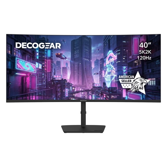 Deco Gear 40” Curved 5K2K Nano IPS Monitor, 5120×2160 Ultrawide 21:9 Display, 120Hz, 65 W USB-C PD, HDR, Adaptive Sync, Built-in Speakers