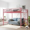 thumbnail image 2 of Ktaxon Loft Bed Full Size with Flat Rungs, No Box Spring Required,Heavy Duty Metal Slat Support, Pink, 2 of 10