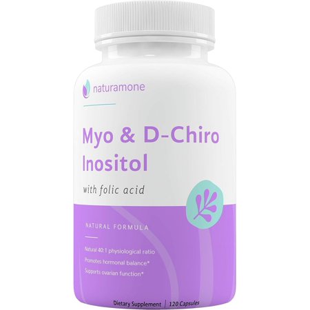 Naturamone Myo-Inositol & D-Chiro Inositol Blend with 100% of Daily Folate - 40:1 Physiological Ratio - Polycystic Ovary Syndrome (PCOS), Hormonal Balance and Ovarian Support 120 Capsules