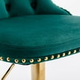 thumbnail image 6 of 2-Piece Golden Swivel Bar Stools Set, Modern Velvet Upholstered Adjustable Height (25-33") Stools with Tufted Backs for Kitchen Island, Home Bar and Breakfast Counter, Green, 6 of 7