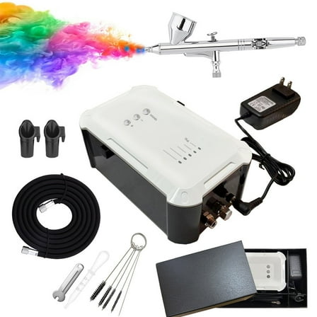 Airbrush Kit with Air Compressor, 55PSI High Pressure Dual-Action Air Brush Gun, with Air Control, Airbrush Spray Gun Set for Models Painting, Makeup, Cakes, Tattoo, Nails Art