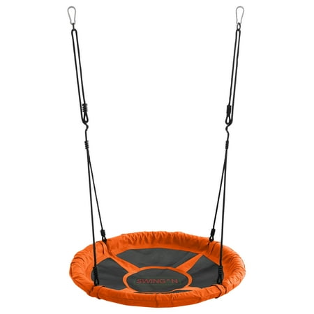Swing Seat And Rope Swingan - 37.5” Super Fun Nest Swing With Adjustable Ropes - Solid Fabric Seat Design - Orange ()