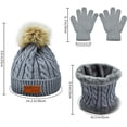 thumbnail image 2 of 3Pcs Kids Toddler Winter Beanie Hat Scarf Gloves Set for Boys Girls age 2-6, Warm Fleece Lining Hat Beanie Sets, 2 of 4