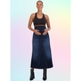 thumbnail image 5 of Savi Parker Denim Maternity Maxi Skirt with Pockets – A Line Maternity Jeans Over The Belly Long Pregnancy Denim Skirt (M, Zoe Wash), 5 of 7