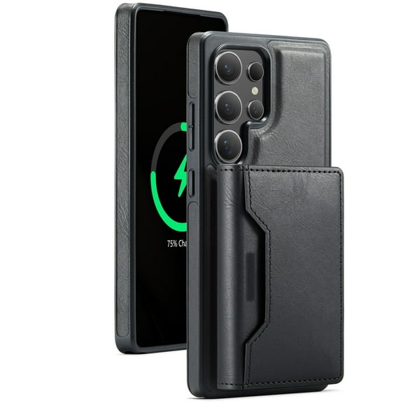 Case For Samsung Galaxy S25/ S25 Plus/ S25 Ultra, Leather Wireless Charging Cover Card Holding Wallet Case