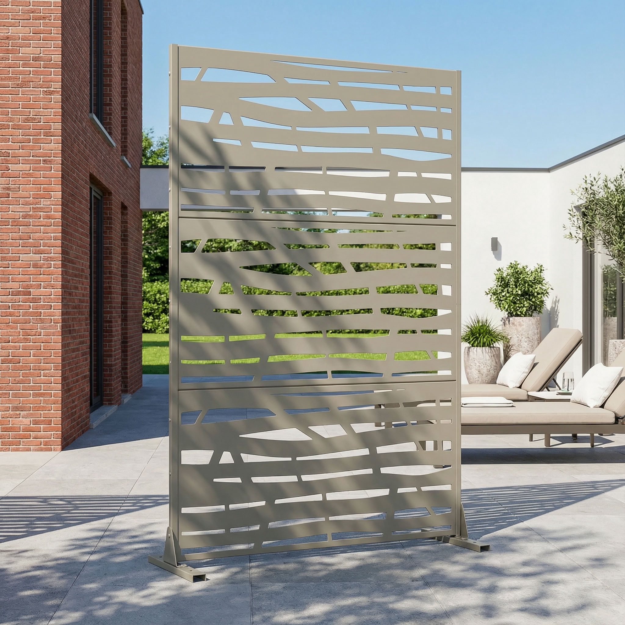 MAYEERTY 72*35in Outdoor Privacy Screen, Powder Coated Metal Privacy Fence, Yard Privacy Panel for Patio, Balcony, Garden
