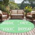 thumbnail image 3 of Laundry 8FT Round Area Rugs for Living Room Wash Dry Fold Repeat Arrows Love Heart Green Ultra-Thin Non-Slip Round Rugs Machine Washable Low Pile Circle Carpet for Bedroom Kitchen Nursery, 3 of 9