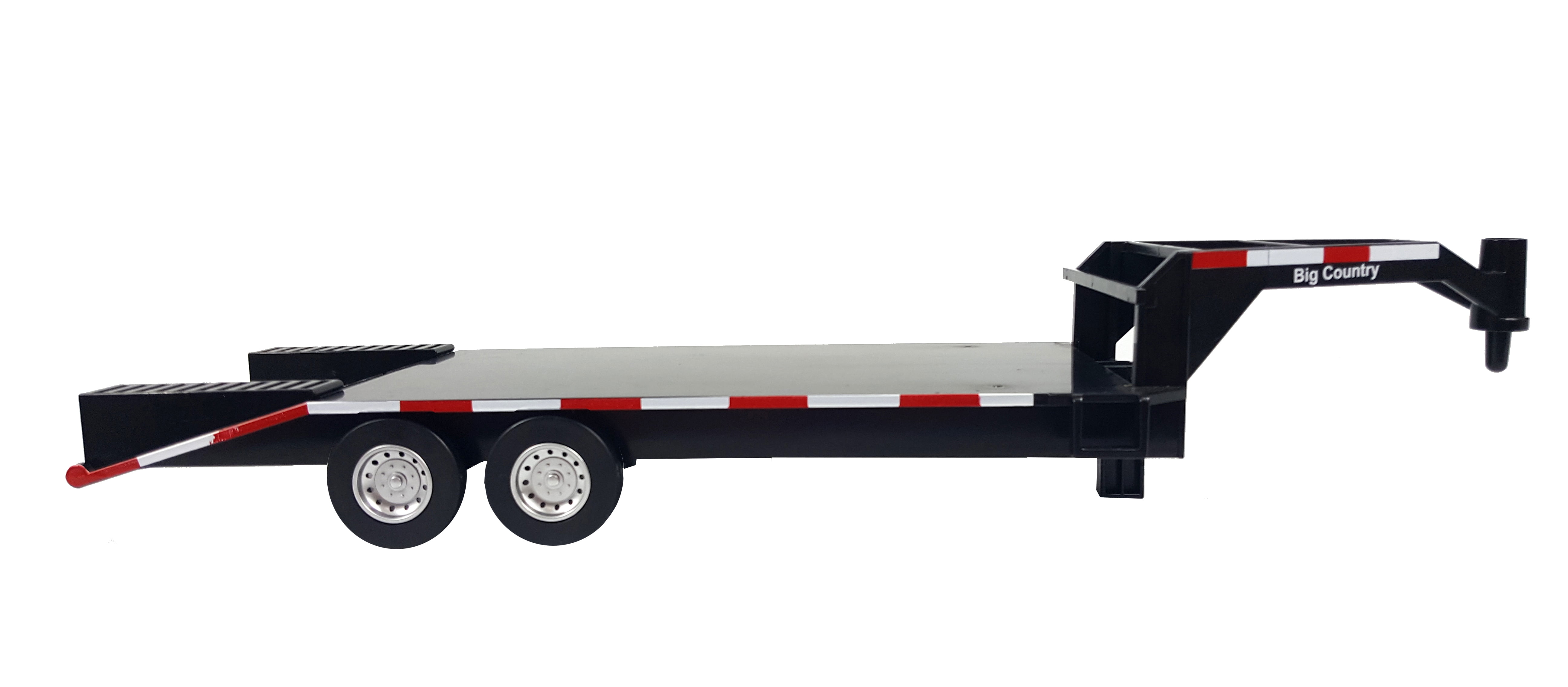 Flatbed Trailer Trucks Toy Alloy Flatbed Gooseneck Trailer with Ramps Scani...