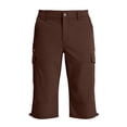 thumbnail image 5 of UVEASISHA Men's Capri Pants Drawstring Cuffs Long Cargo Shorts Outdoor Hiking Cropped Trousers Below Knee Casual Work Shorts with Zipper Pockets Brown XL, 5 of 8