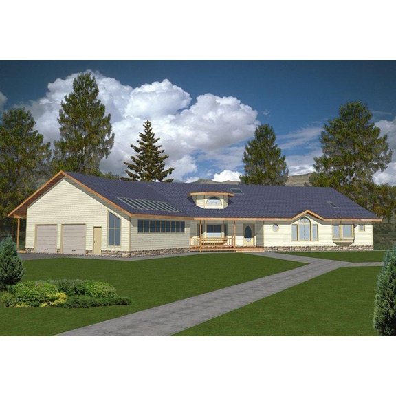 001-2013: Ranch Southern 4 Bed, 3 Bath Luxury Home Plan, 3496 Sq Ft: Full Blueprints with License to Build by Home Plan Marketplace - Lesuto
