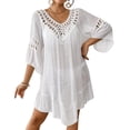 thumbnail image 2 of zaveiop Womens Swimsuits Cover ups Crochet Chiffon Beach Cover Bathing Suit Bikini Wear Coverups Dress (White, One Size), 2 of 8