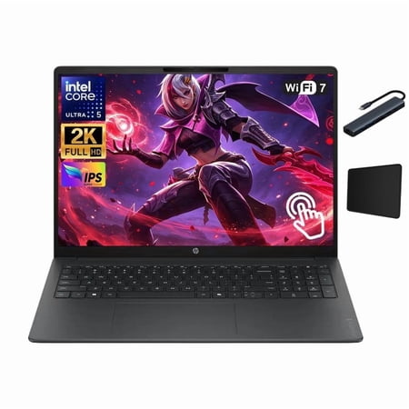 HP OmniBook 3 16 2K Touchscreen Laptop Intel Core Ultra 5 225U 8GB DDR5 RAM 512GB SSD Wi-Fi 7 Copilot AI Windows 11 Home Mica Silver with Mazepoly Accessories