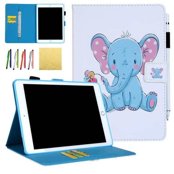 iPad Mini Case, iPad Mini 2/ Mini 3/ Mini 4 Wallet Cover, Allytech PU Leather Flip Wallet Kids Case with Auto Sleep/Wake Feature Smart Folio Stand Cover for Apple iPad Mini 1 2 3 4, Cute Elepahnt