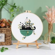 RidaaFri 3 Sets Beginner Embroidery Kit, DIY Cat Patterns, Adults Craft Set, Video Tutorial